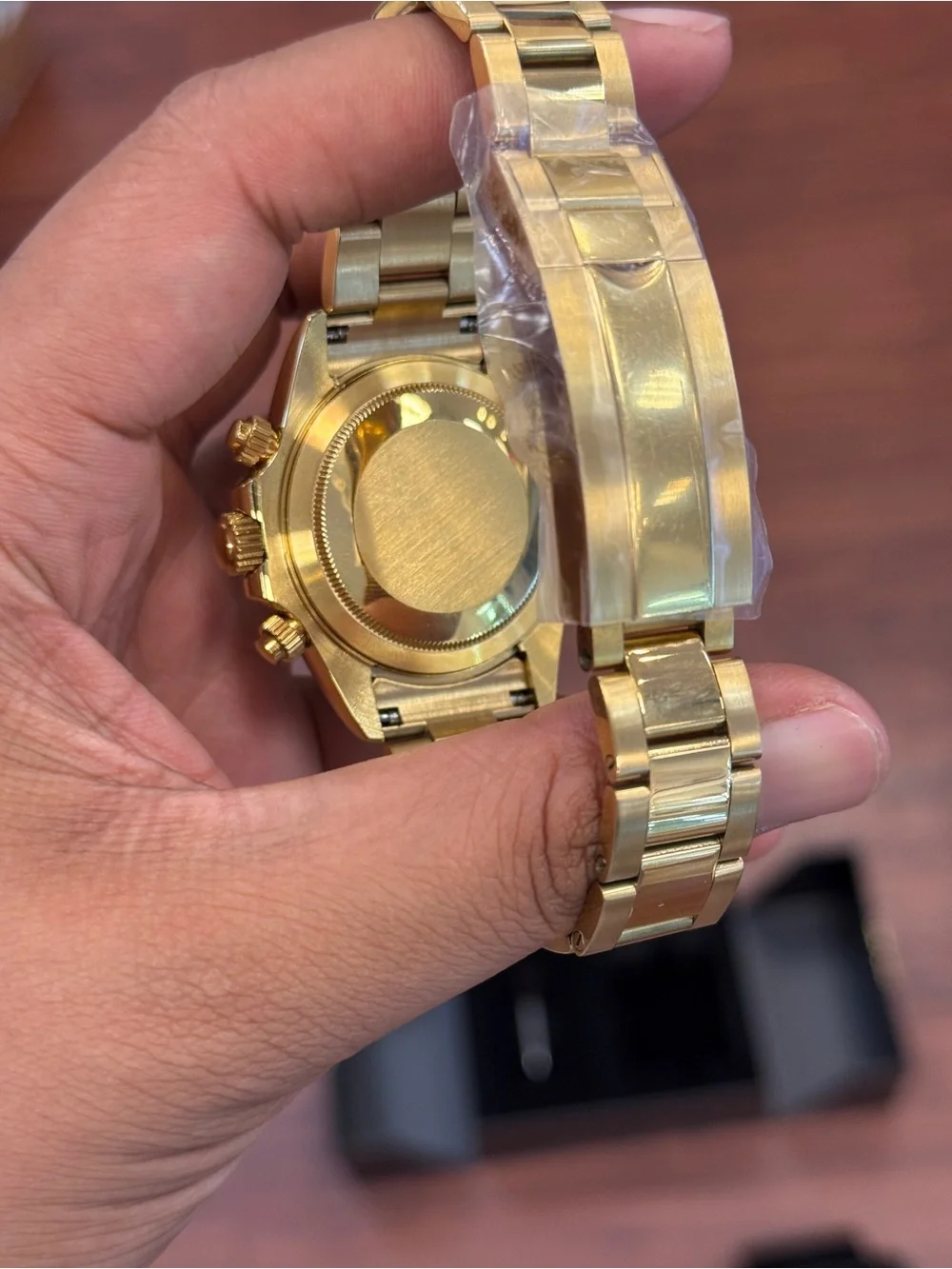 Seiko mod Gold Bracelet Chronograph with Green Dial Arabic Mens watch